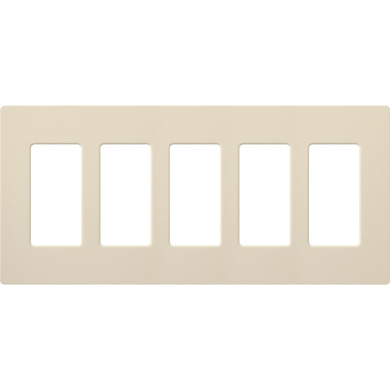 Lutron Claro 5 Gang Decorator/Rocker Wallplate, Gloss, Light Almond (1-Pack) | Cw-5-La - Image 1